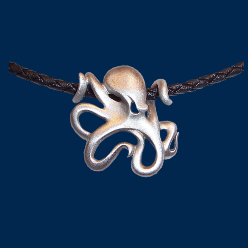 Octopus Zinn mit Kunstlederband
