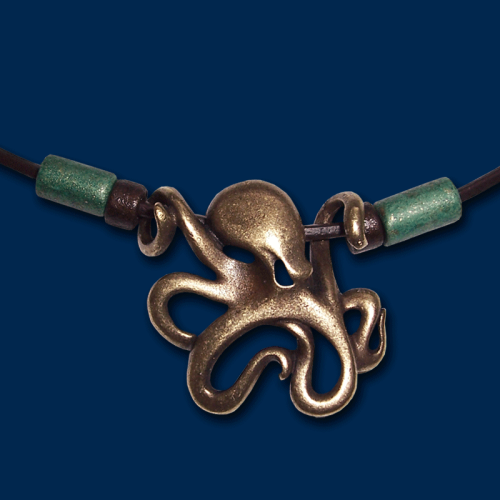 Octopus Messing mit Lederband