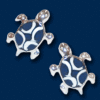 Schildkröte klein mit Emaille weiß und blau
